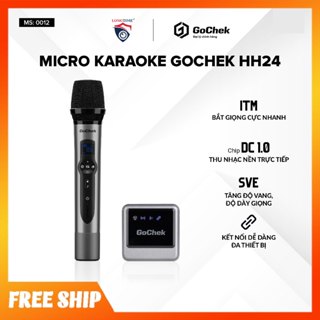 Mic hát karaoke không dây GoChek GC - HH24, Micro karaoke bluetooth đa năng - Hàng chính hãng