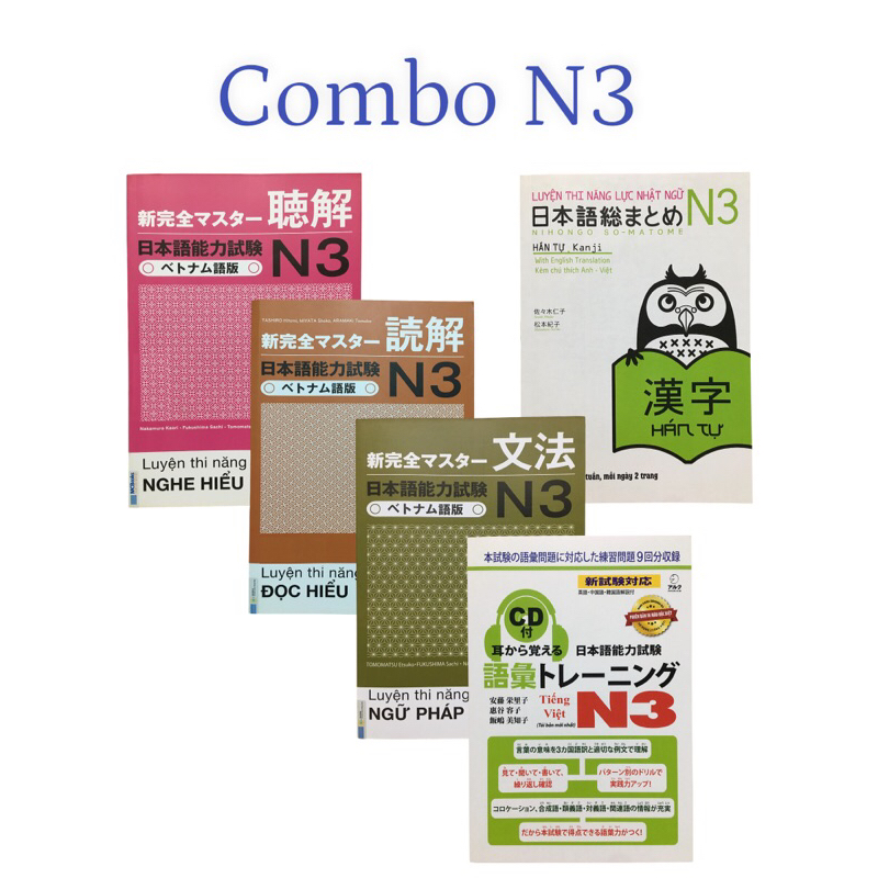 Sách - Combo 5 sách luyện thi năng lực tiếng Nhật N3