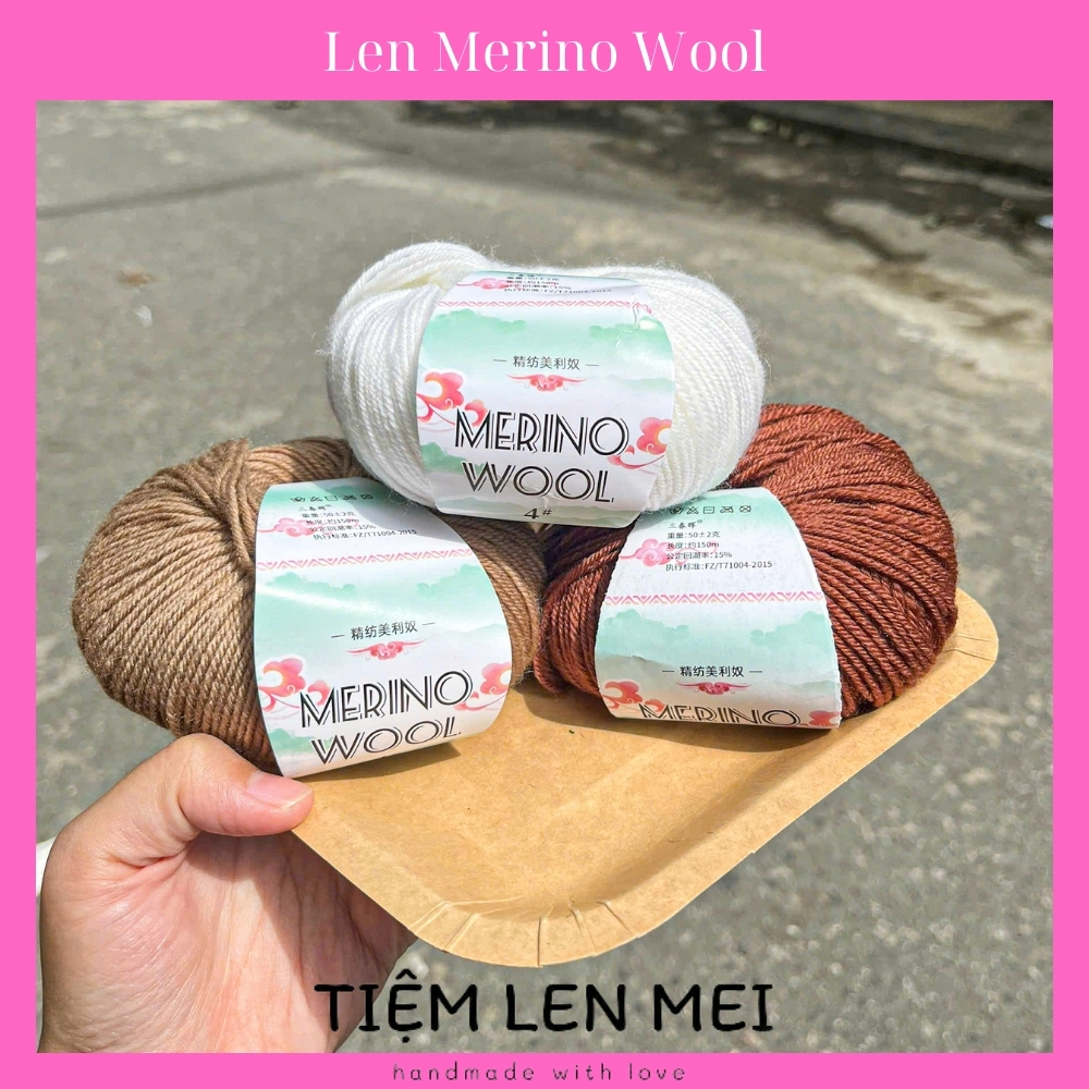 🌸 Len Merino Wool - Cuộn 50 Gram - Đan móc áo,khăn,mũ 🌸