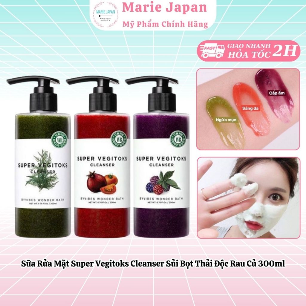 Sữa Rửa Mặt Sủi Bọt Thải Độc Rau Củ Super Vegitoks Cleanser 300ml