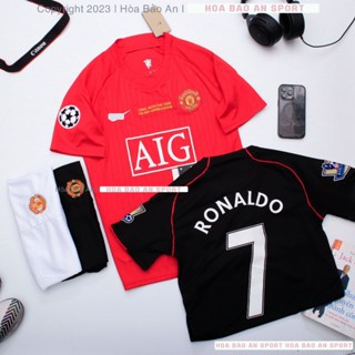 Bộ quần áo đá bóng câu lạc bộ MU AIG 2008 Màu Đỏ Quần Trắng Vải thái chuẩn áo đấu phom 43-90kg- Áo MU 2008