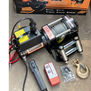 Tời điện 12v 3500LBS kèm điều khiển từ xa, Tời kéo xe ô tô, kéo thuyền, cứu hộ trọng tải 1600kg