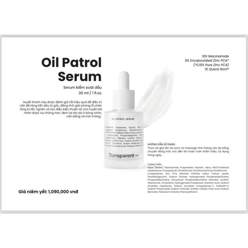 (ĐMNVN) Oil Patrol Serum - serum kiềm dầu 30ml