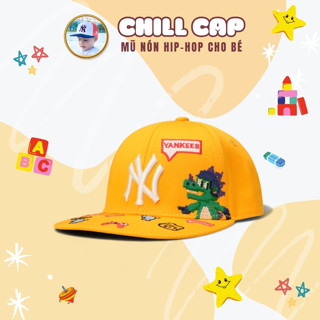 Mũ lưỡi trai MLB vàng thêu logo hoạt hình khủng long cho bé, nón kết snapback  HOTTREND đầu xuân 2024 hàng xịn