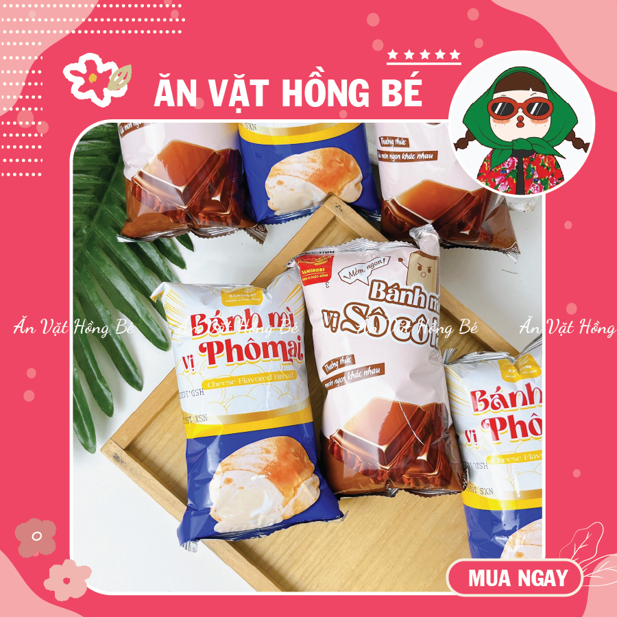 Bánh Mì Tươi BAMI Phô Mai - Socola (gói 60g), đồ ăn vặt
