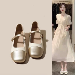  Giày da đế thấp 3cm siêu mềm đế dẻo khuyu cài hàng cao cấp,giày nữ búp bê vá mũi phong cách tiểu thư nhẹ nhàng 