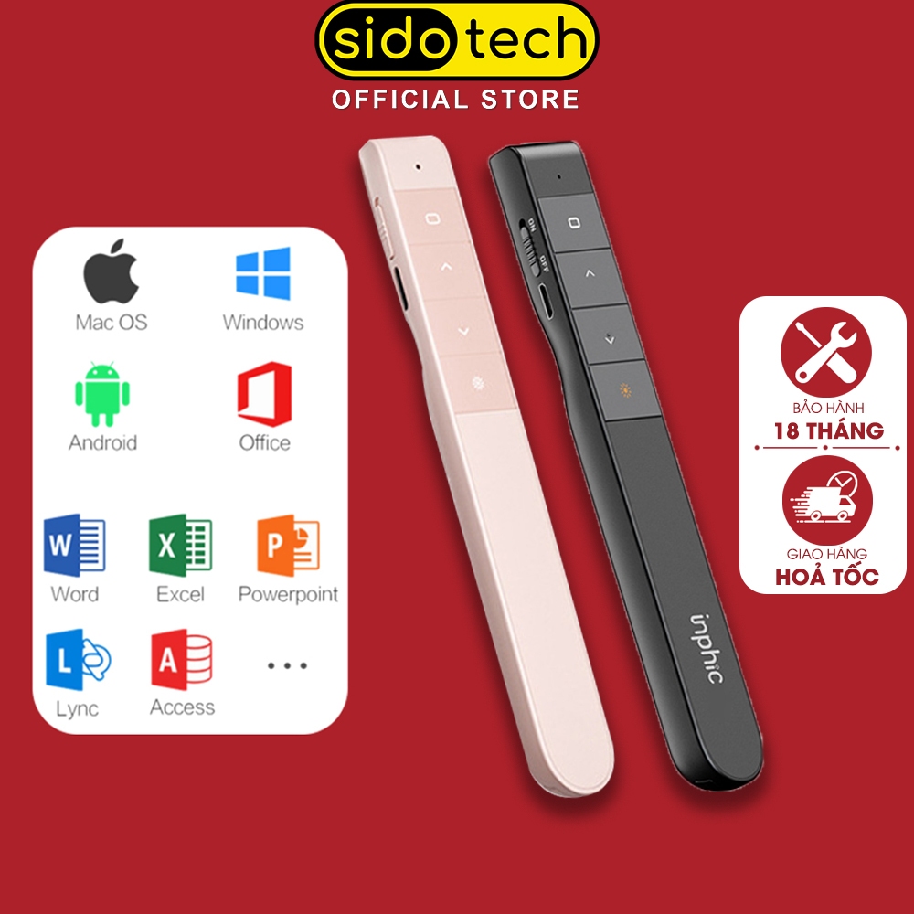 Bút trình chiếu powerpoint SIDOTECH PL1H laser thuyết trình chuyển slide lazer pin sạc nhỏ gọn