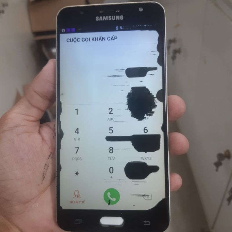 Màn hình sam sung J7 prime zin cũ bóc máy bị mực dùng chống cháy