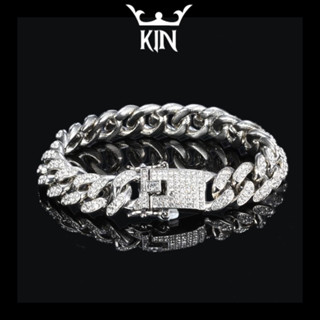 Lắc Tay Nam CUBAN Vòng Tay Titan Đính Đá Zircon Lấp Lánh Thời Trang Cá Tính Dành Cho Nam Và Nữ Phong Cách Hiphop KIN