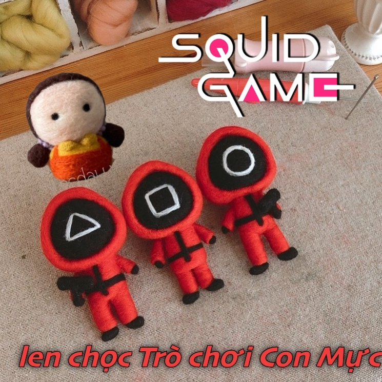 Bộ len chọc Trò chơi con mực siêu dễ thương, đơn giản có hướng dẫn. Needle felting  Squid Game