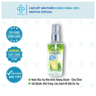 Nước Rửa Tay Khô Antis Hương Chanh - Giúp Sát Khuẩn, Khử Trùng, Diệt Khuẩn, Làm sạch Da Tay 55ml