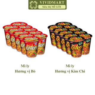 [SET 10 LY] - ACECOOK - Mì ly Caykay 2 vị: KayCay hương vị bò và Kaykay hương vị kim chi (Cay Kay Kay Cay Cay)