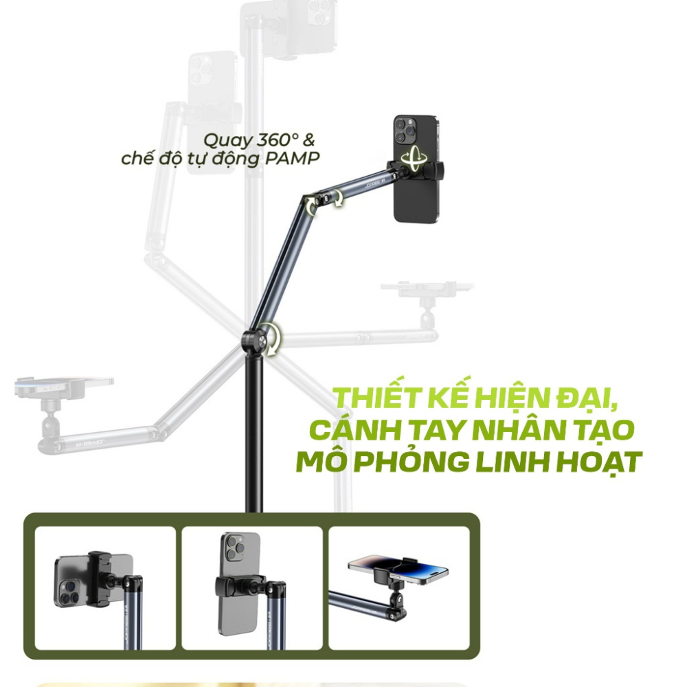 Giá đỡ Điện thoại cao cấp xoay 360 L0X3 HULAKO livestream,quay chụp sản phẩm,hỗ trợ làm vlog,quay nấu ăn, review, selfie | BigBuy360 - bigbuy360.vn