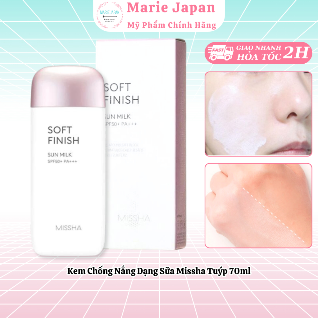 Kem Chống Nắng Dạng Sữa Missha Soft Finish SPF50+/PA+++ Sun Milk - Tuýp 70ml