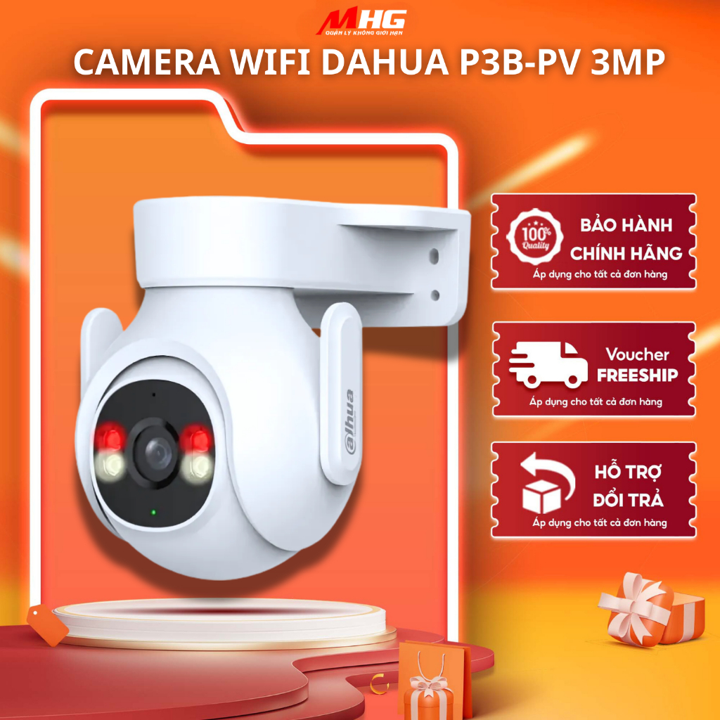 Camera wifi Dahua DH-P3B-PV 3MP Smart Checking Xoay 360 Độ | Bảo Hành Chính Hãng 24 Tháng