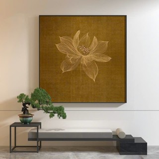 Tranh hoa sen có khung, tranh in trên vải canvas, tranh phòng thờ, tranh trang trí phòng trà đạo, tranh Printek S03