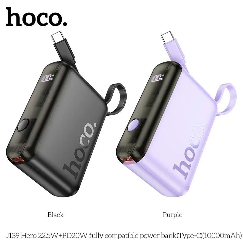 Sạc Dự Phòng Hoco J139 10.000mAh Tích Hợp Dây Sạc Nhanh Type-C - Phụ Kiện, Led