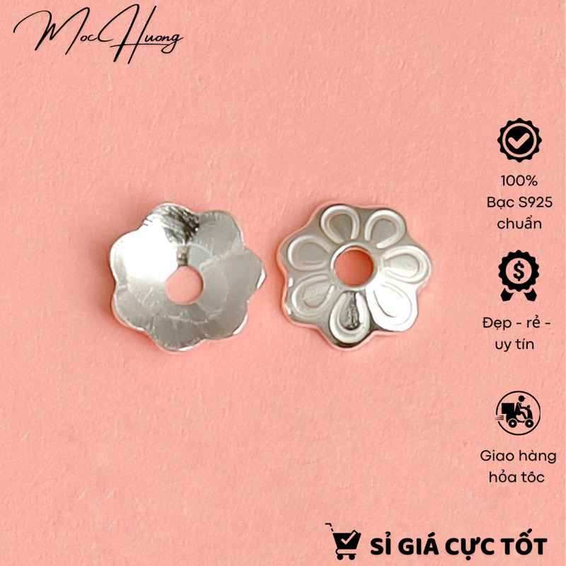 [S925] Set 2 Charm bạc ốp hoa 6mm - MH017