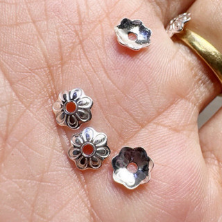 [S925] Set 2 Charm bạc ốp hoa 6mm - MH017