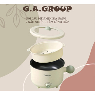 Nồi Lẩu Điện Mini Đa Năng, Ca Nấu Mì Ozhu 2 Nấc Nhiệt Dung Tích 1.8L Công Suất 600W Tặng Kèm Giá Hấp