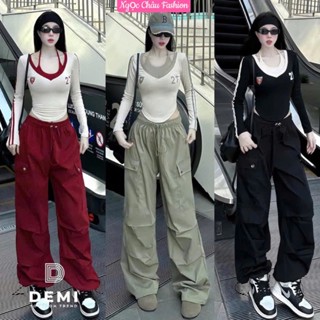 [Dưới 54kg] Set bộ đồ nữ 3 món tay dài phối áo yếm trog vạt bầu in số 27 mix quần suông dài túi hộp <53KG