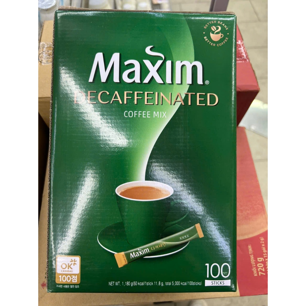 Cà phê maxim decaffein hàn quốc, cà phê không cafein hộp 100 gói - 맥심 디카페인