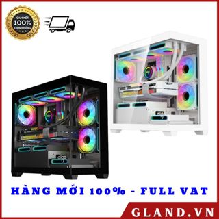 VỎ CASE AIGO C218M BLACK/WHITE - MATX, Màu Trắng, Case Bể Cá ( CHÍNH HÃNG )