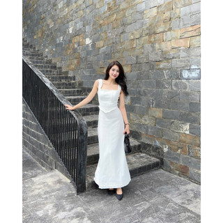 Đầm Dài Trắng Tua Rua Hai Dây Form Suông - INCO DRESS - GOÛT DE JUN