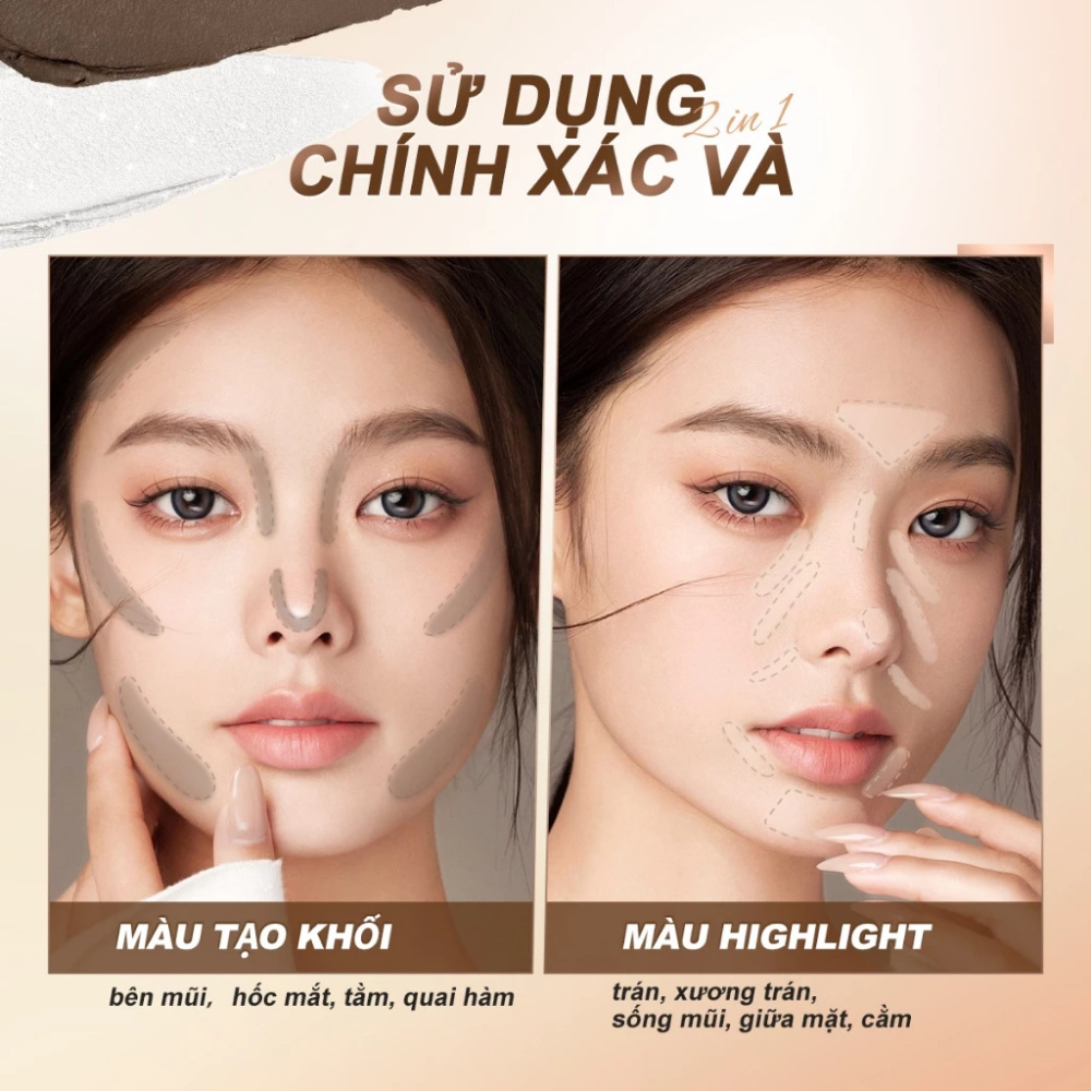 Bút Tạo Khối SACE LADY hai đầu trang điểm Mượt Mà Tự Nhiên 3.2g