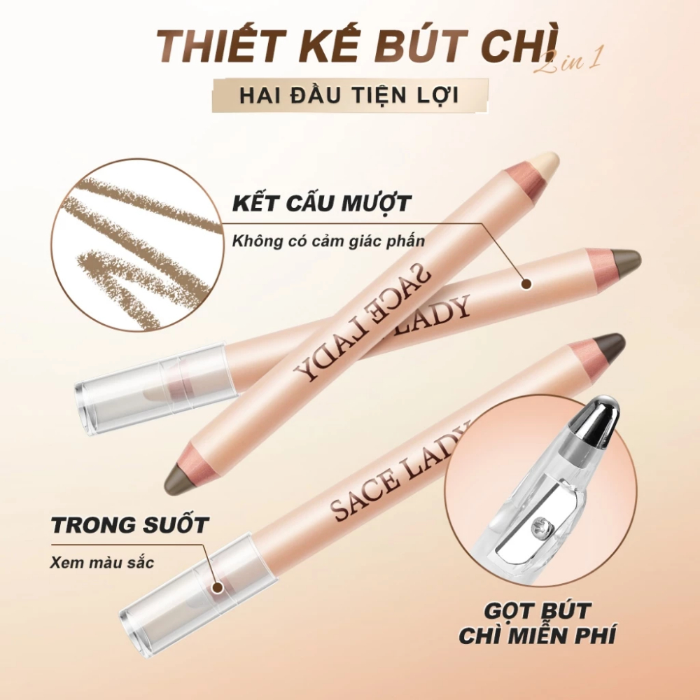 Bút Tạo Khối SACE LADY hai đầu trang điểm Mượt Mà Tự Nhiên 3.2g