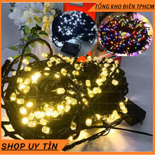 Dây đèn LED trang trí lục giác lớn nháy chớp 50m, hình kim cương, lấp lánh rất đẹp