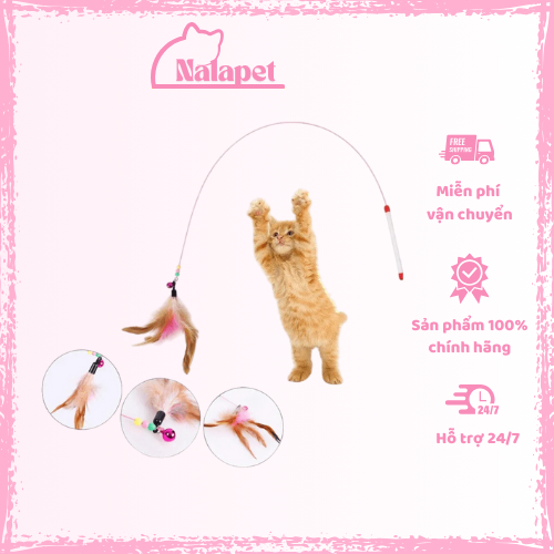 Đồ chơi cần câu mèo gắn lông vũ