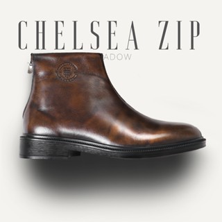 Giày chelsea boot nam màu nâu da bò ZIP, giày boot nam có khóa kéo văn phòng lịch lãm TONKIN
