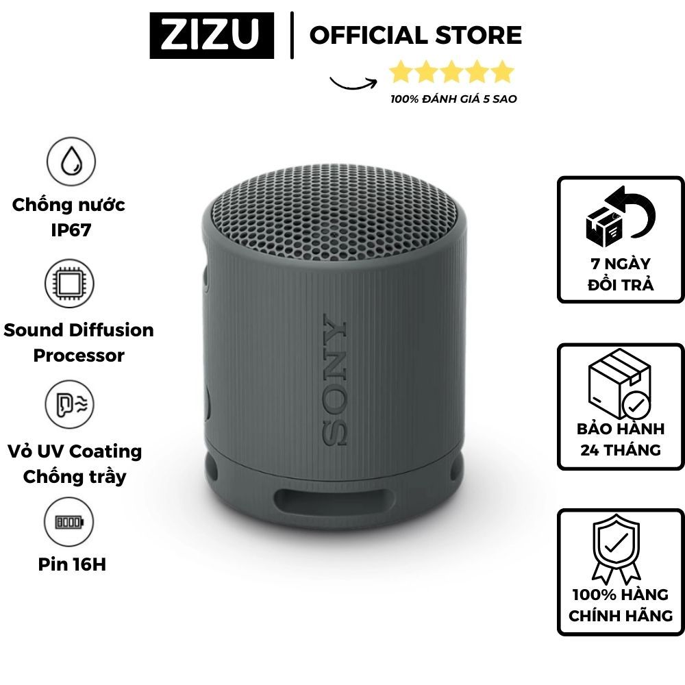 Loa Sony SRS-XB100 (Pin 16h | Công suất 5W | IP67 | Bluetooth 5.3 | Fast Pair | Sound Diffusion Processor)