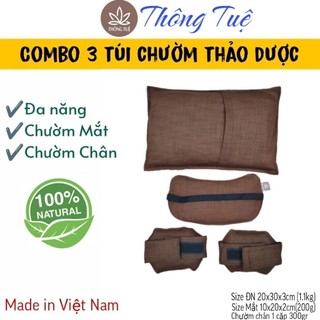  Combo 3 TÚI CHƯỜM THẢO DƯỢC  chườm chân+túi mắt+túi đa năng  Thông Tuệ - Thư giãn giảm đau mỏi 