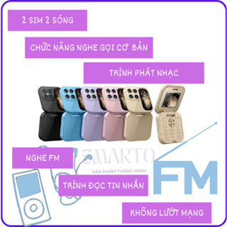 Điện thoại mini nắp gập i16 i17 Pro thời trang, 2 sim dành cho trẻ em và người già, Điện Thoại I15 Mini măt tròn, 2 Sim