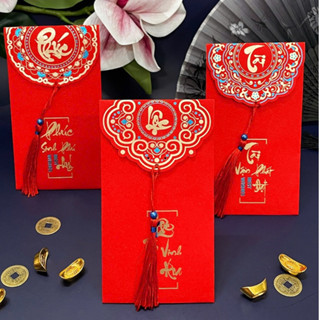 10 Bao lì xì Phúc Lộc Tài Mừng Tuổi Tua Rua Đỏ Tết Cao Cấp