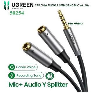 Cáp chia 3.5mm 1 ra 2 mic và loa ugreen 10789 30620 av141 50254 av191,đầu nhôm mạ vàng