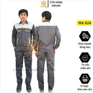 Quần áo bảo hộ lao động Nhật Dương K24, Đồng phục nam nữ công nhân vải kaki thoáng mát ít bám bụi