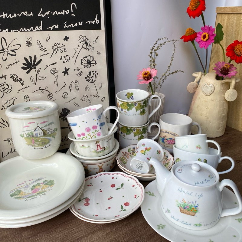 [Updating] Cốc Ly Đĩa Nông Trại Country Cute - Gốm Nhật 2hand