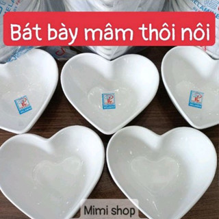 Bát tim nhựa, muỗng nhựa,thìa nhựa, ly cắm hoa nhựa , đĩa nhựa  mâm thôi nôi hàng cao cấp bóng, trắng như sứ