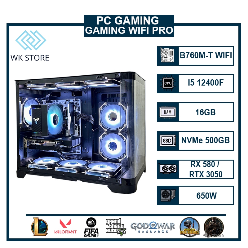 Thùng PC GAMING WIFI PRO | I5 12400F | VGA RX 580 / RTX 3050 | 16GB Ram (Mới BH 36T)
