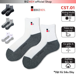  Tất Vớ Nam Cotton Siêu Dày Dặn Thể Thao Êm Ái Cổ Trung Kháng Khuẩn Khử Mùi Bizmen CST.01 