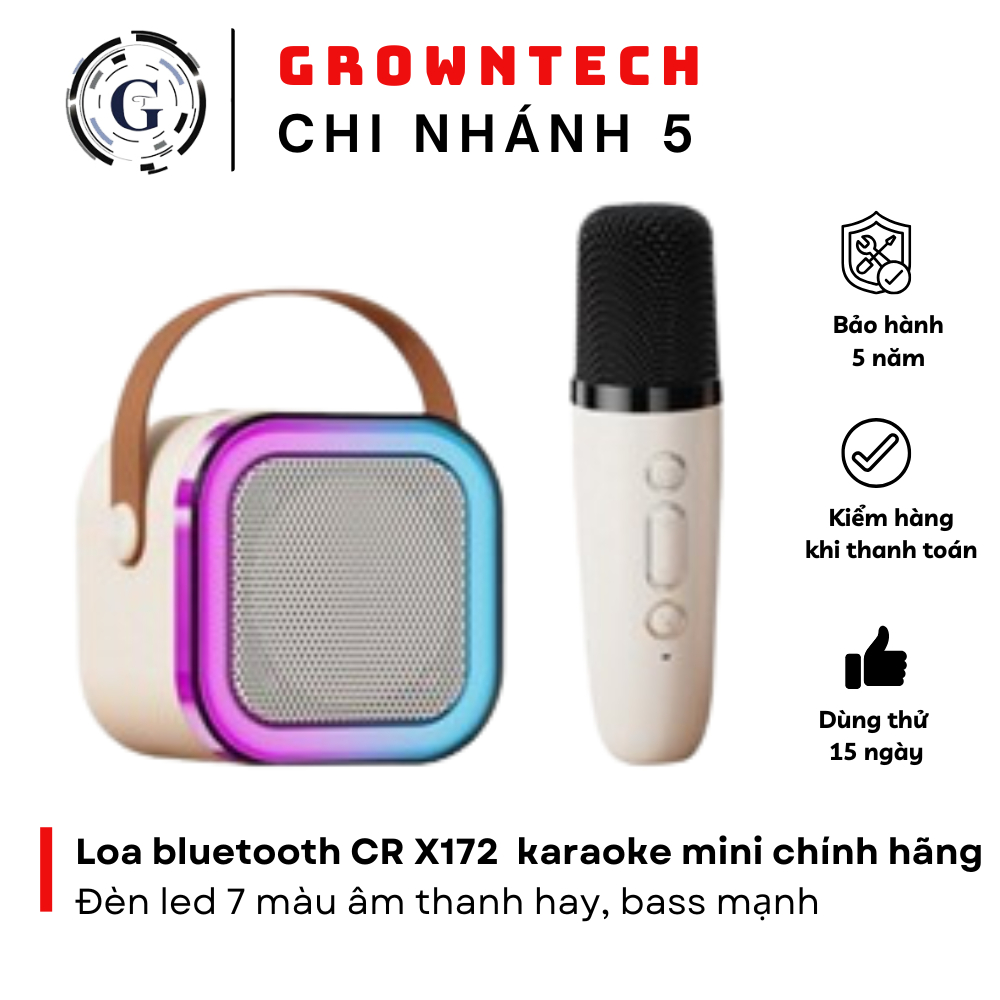 Loa bluetooth CR X172 karaoke mini chính hãng dòng 2023 cao cấp đèn led 7 màu âm thanh hay bass mạnh