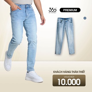 Quần jeans nam xanh nhạt sáng 360 Boutique form slim co giãn nhẹ trẻ trung - QJDTK501