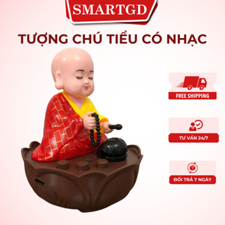 Tượng Phật Chú Tiểu Gật Đầu Gõ Mõ Phát Nhạc 6 Bài Kinh Chú Cao 11cm  Trang Trí Ô Tô Bàn Thờ Bàn Làm Việc