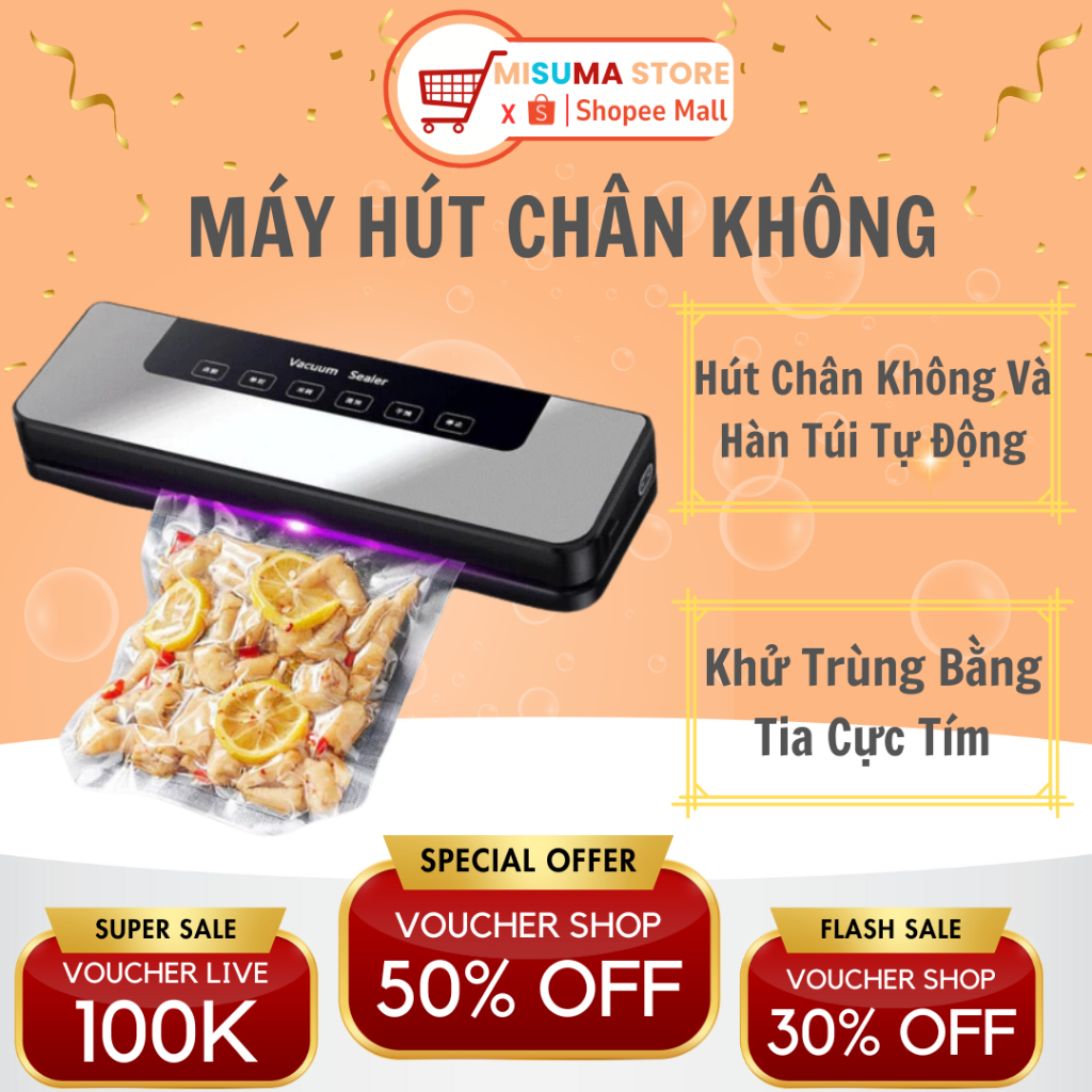 Máy Hút Chân Không Misuma, Máy Đóng Gói Thực Phẩm Tự Động Tích Hợp Khử Trùng Bằng Tia Cực Tím