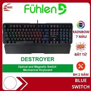 Bàn phím cơ Blue switch Fuhlen Destroyer, Phím Gaming Led RAINBOW- Tặng kèm kê tay