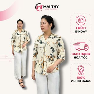 Áo Trung Niên Nữ A608, Mẫu Sơ Mi Tay Lỡ Chất Lụa Cho Mẹ U50 Hoạ Tiết Hoa Lá Lịch Sự | Thời Trang Trung Niên MAI THY