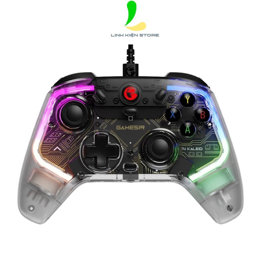 Tay Cầm Chơi Game Có Dây GameSir T4 Kaleid - Gamepad Cho PC Vỏ Trong Suốt, Hiệu Ứng Đèn RGB Nổi Bật